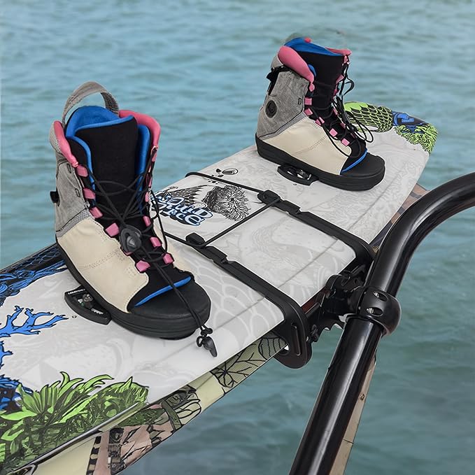 Wakeboard Tower Rack - Black Bat Design, 360° Adjustable, Fits 2.5" Towers, Holds Surfboards, Wakeboards, Boat Flag Holder, Ski Tower Accessories