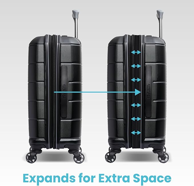 American Tourister Stratum 2.0 Expandable Hardside Luggage with Spinner Wheels, Soft Coral, Carry-on