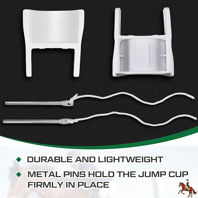 Abbylike 4 Pairs (8 Pieces) Jump Cups Plastic Horse Jump Cups with Pin Fits Standards Uprights Lightweight Durable for Hobby Horse Jumper Equestrian Activities