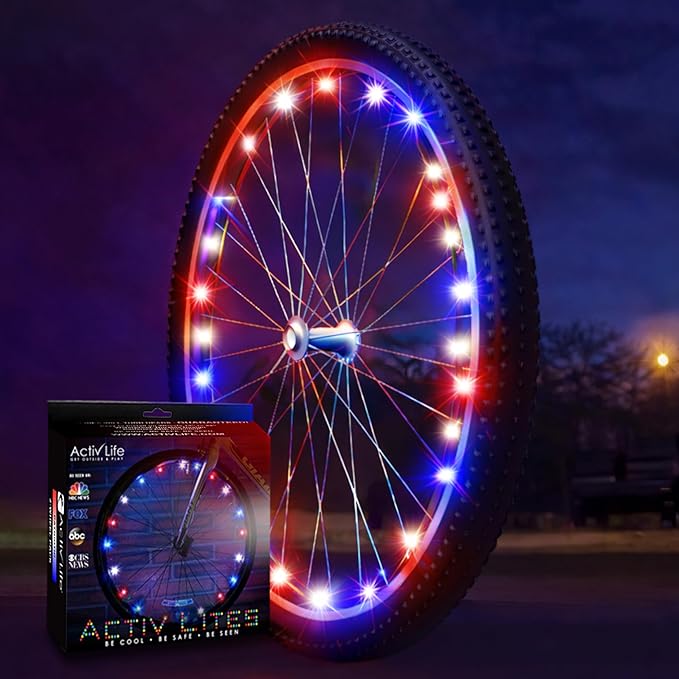 Activ Life LED Bike Wheel Lights with Batteries Included! Get 100% Brighter and Visible from All Angles for Ultimate Safety & Style (1 Tire Pack)