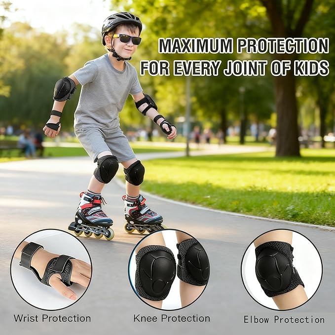Knee Pads for Kids， Knee Pads and Elbow Pads Set Toddler 3-10 Years Protective Gear Set for Girls Boys with Wrist Guards for Skating Cycling Bike Rollerblading Scooter