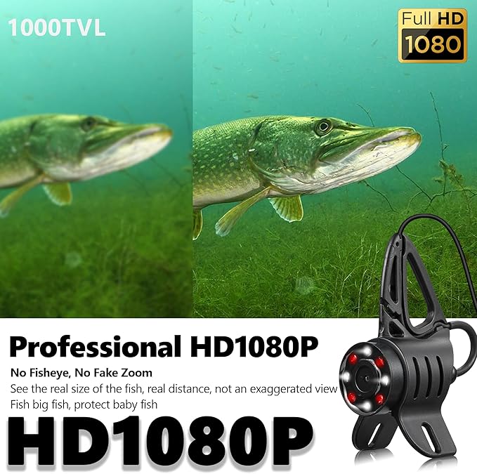 [FishPRO® 𝟐𝟎𝟐𝟔 New] [Adjustable Focus] NO.1 HD 1080P Underwater Fishing Camera 7'' IPS, w/DVR-32GB -10,000mAh, Ice Fishing Camera Underwater, Fish Finder for Boat Ice Lake Fish, USB-C/LED+IR/82FT
