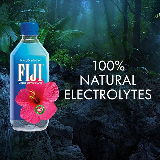 FIJI Natural Artesian Bottled Water 500 mL / 16.9 Fl Ounce (Pack of 6) - 100% Recycled Plastic