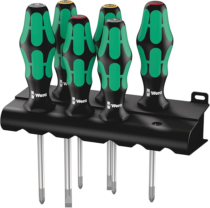 Wera 05105622001 335/350/355/6 Screwdriver set Kraftform Plus Lasertip and rack, 6 pieces