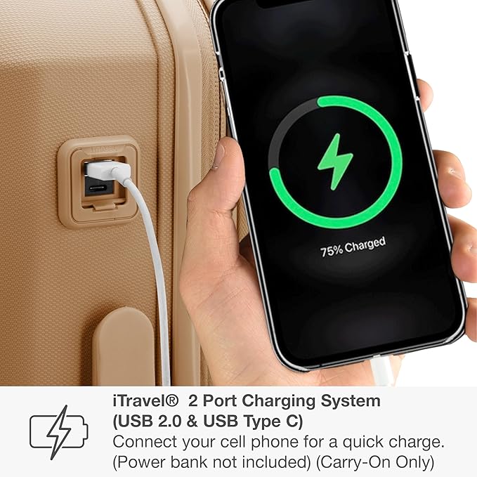 Traveler's Choice Pagosa ハードシェル拡張可能荷物 スピナーホイール付き ラテベージュ 22インチ機内持ち込み