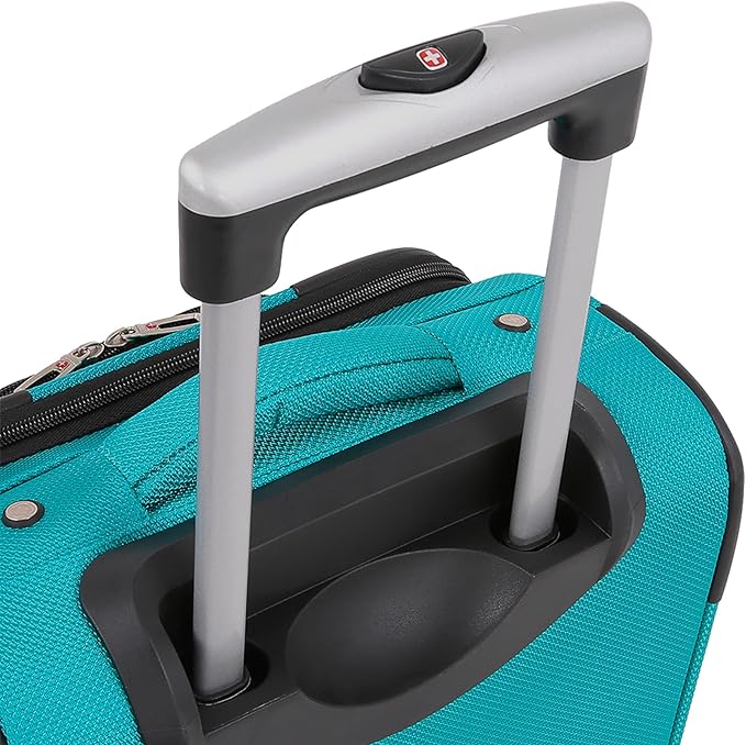 SwissGear Sion Softside Expandable Luggage – Carry-On Suitcase with 360 Degree Wheels & Retractable Handle – 21 Inch, Perfect for 1-3 Night Trips – Teal