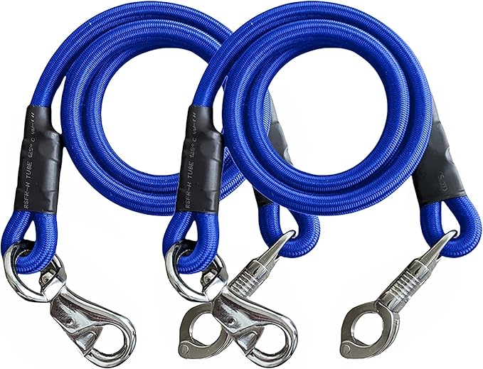 Majestic Ally Pack of 2, Bungee Trailer Tie for Horse Haulage with Panic Snap and Bull Snap - 36 Inch (Royal Blue)