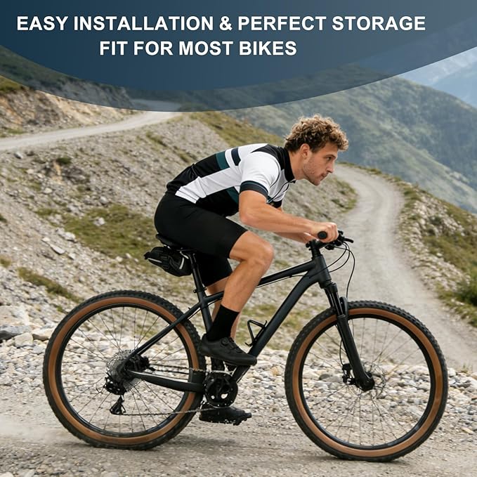 Bicycle Seat Bag Water Proof with Bike Tool Kit, Bike Repair Kit with Bike Tire Pump Bicycle Repair Bag Portable Wrenches Glueless Tire Patchs 15 in 1