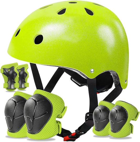 Kids Bike Helmet Set for Boys Girls Toddler Bicycle Helmet Adjustable Skateboard Helmet Protective Gear Set Knee Elbow Wrist Pads for Children Cycling, Scooter, Outdoor Sports