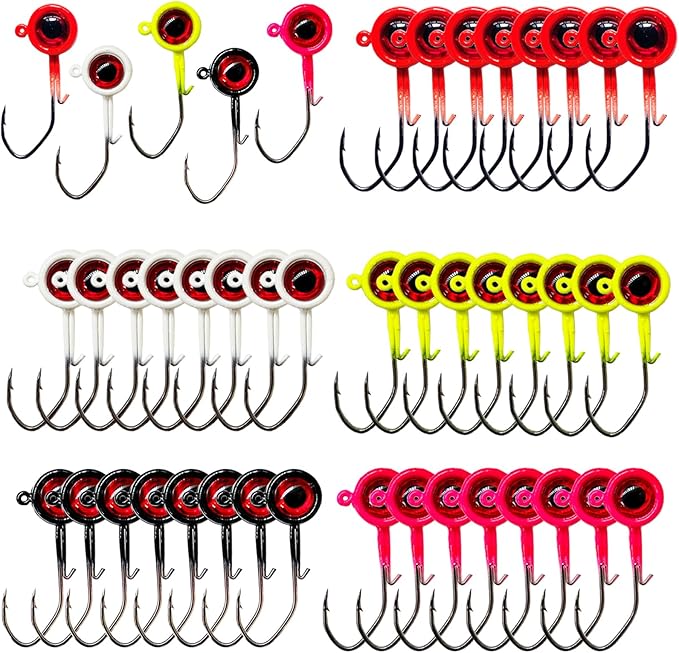 40pack Crappie Jig Heads,Crappie Jigs Fishing Jig Heads Hook Lure Fishing Jigs Heads for Bass Fishing 1/32oz 1/16oz 1/8oz