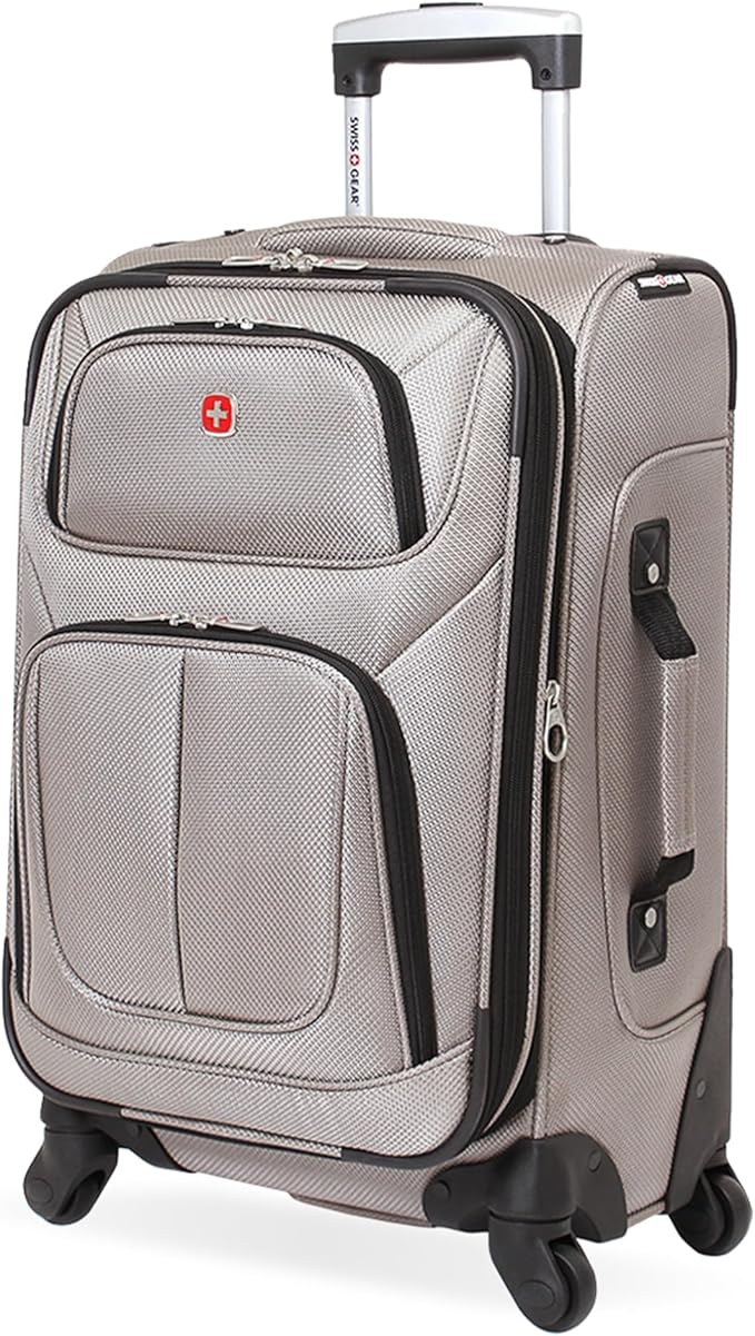 SwissGear Sion ソフトサイド拡張可能ラゲッジ – 360度回転ホイールと格納式ハンドル付き機内持ち込みスーツケース – 21インチ、1～3泊の旅行に最適 – ピューター