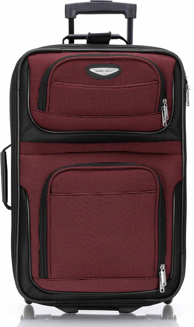 Travel Select Amsterdam Softside Expandable Luggage with Rolling Wheels, Red, 21-Inch Carry-on