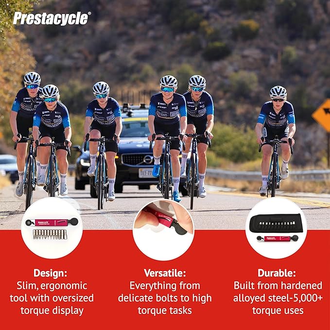 Prestacycle TorqRatchet PRO Wallet Kit – 2–10Nm Torque Wrench & Reversible Ratchet Multi-Tool – Bike Tool Set with 12 Bits – Slim Carry Wallet with Card Pocket – 60Nm Rated