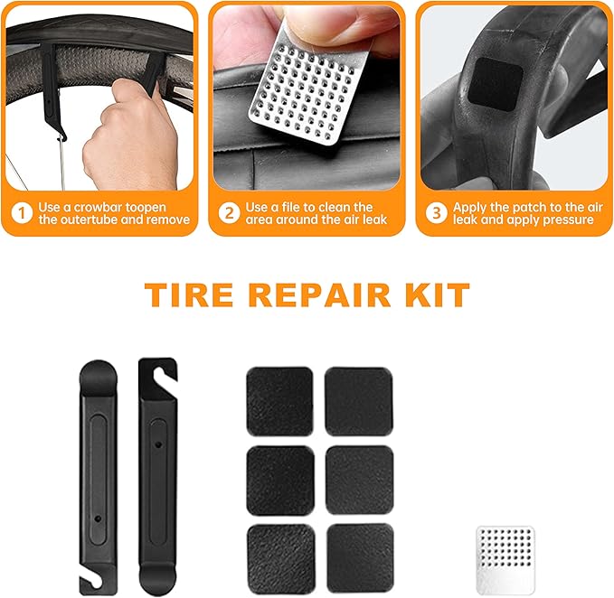 Bicycle Seat Bag Water Proof with Bike Tool Kit, Bike Repair Kit with Bike Tire Pump Bicycle Repair Bag Portable Wrenches Glueless Tire Patchs 15 in 1