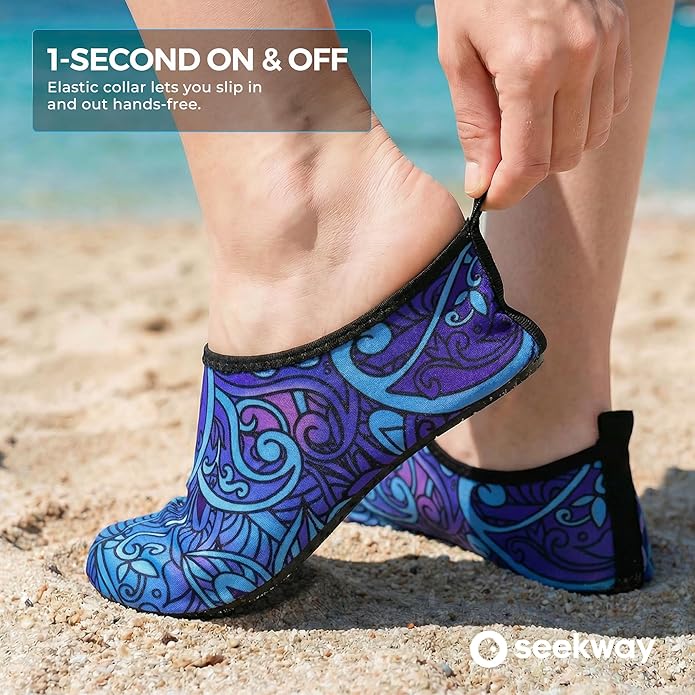 SEEKWAY Water Shoes Women Men Adult Quick-Dry Aqua Socks Barefoot Non Slip for Beach Swim River Pool Lake surf Black SK002(U)