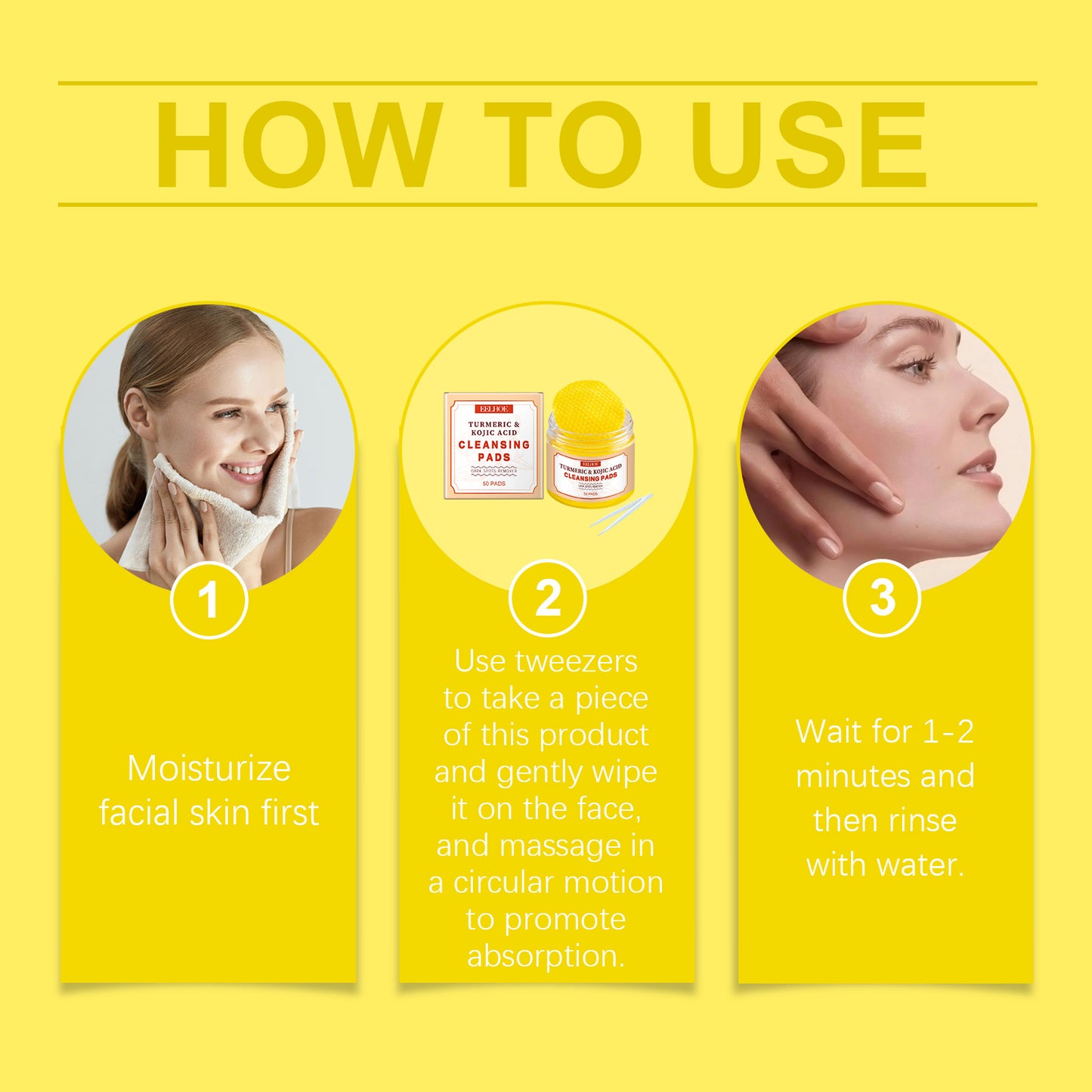 EELHOE Turmeric Exfoliating Cleansing Pad Repairs And Nourishes The Delicate Skin Of The Face, Gently Cleanses And Purifies