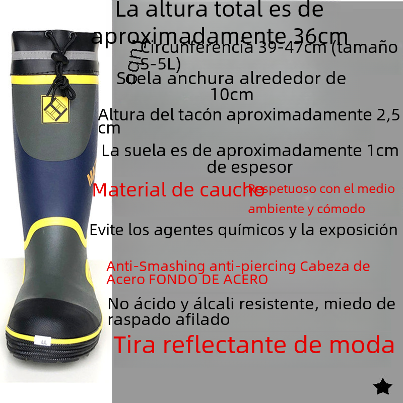 Men's Steel Toe Waterproof Rubber Rain Boots