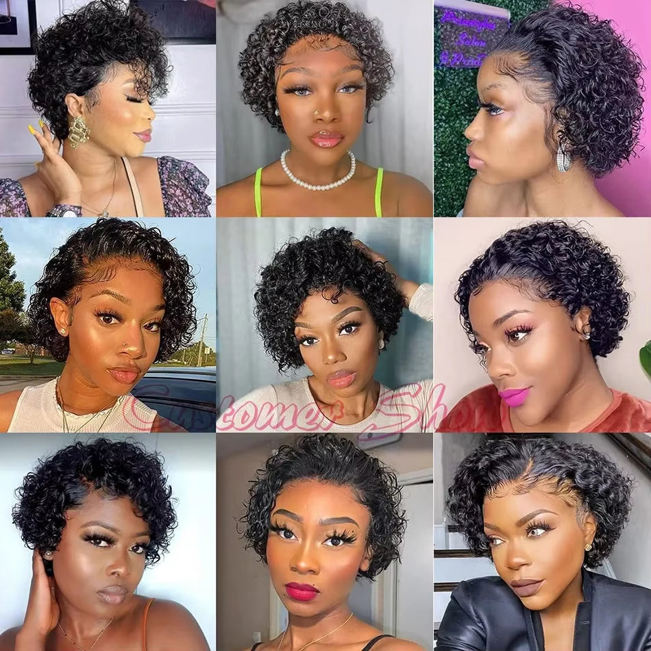Brazilian Pixie Cut Wig Human Hair 13X1 Short Curly Lace Front Wig Human Hair Short Curly Wigs For Black Women Human Hair Bald Alopecia Women