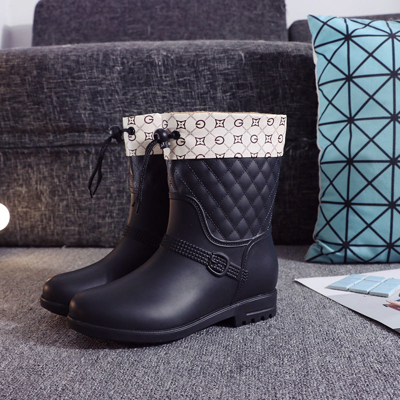Stylish Women's Mid-Cut Waterproof Rain Boots