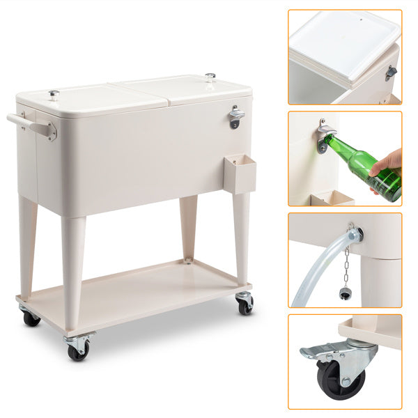 80QT Milk White Refrigerated And Insulated Trolley