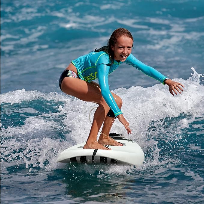 FLOWBOARD Surfboard Softboard Foam - Include (3) Fins 6’ Foot Leash and (2) Wood Stringers Inside Board Availalable in 6' and 7' Short Board and 8' Longboard
