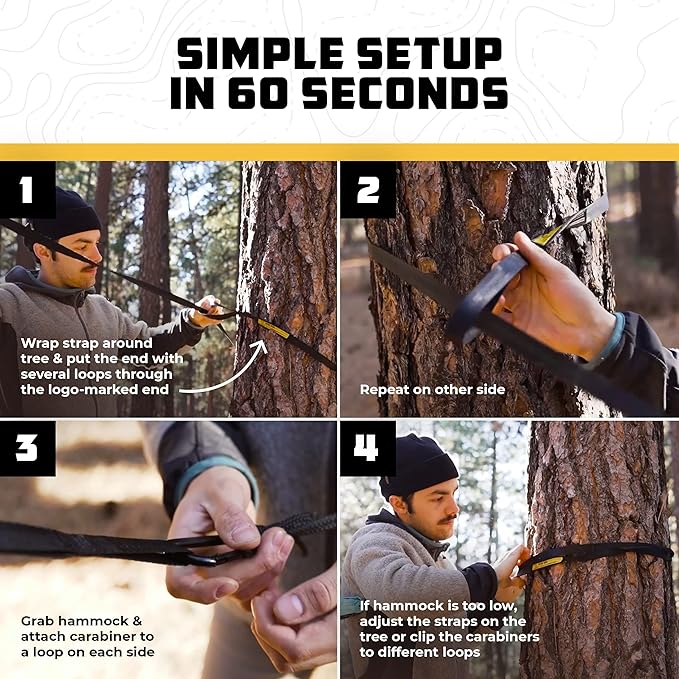 Wise Owl Outfitters キャンプハンモック – 耐荷重500ポンド ポータブルハンモック ツリーストラップ付き – 旅行、バックパッキング、ハイキング、アウトドアキャンプ用品 – シングルまたはダブル