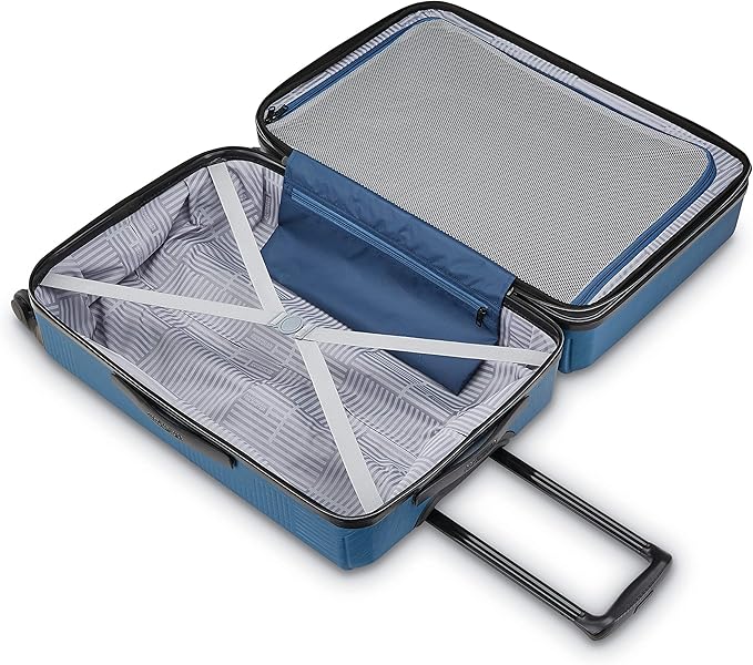 American Tourister Stratum XLT Expandable Hardside Luggage with Spinner Wheels, Blue Spruce, 3-Piece Set (20/24/28)