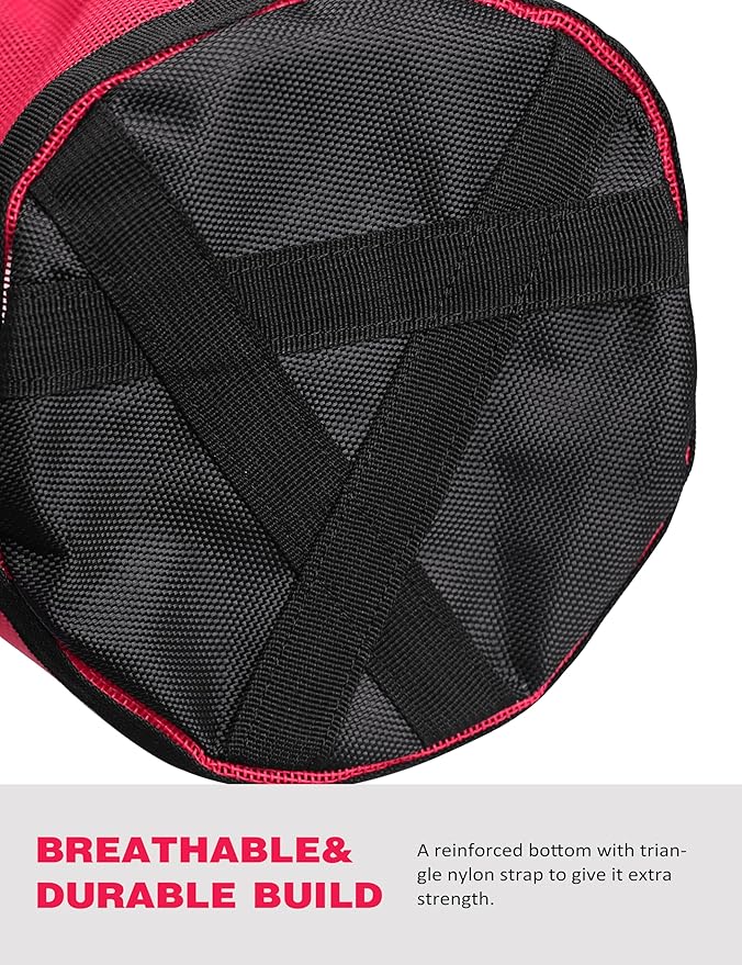 Harrison Howard Horse Muzzle Feed Bag Nylon Mesh Grain Feed Bag with Padded Neck Strap Adjustable Belt Pink Small