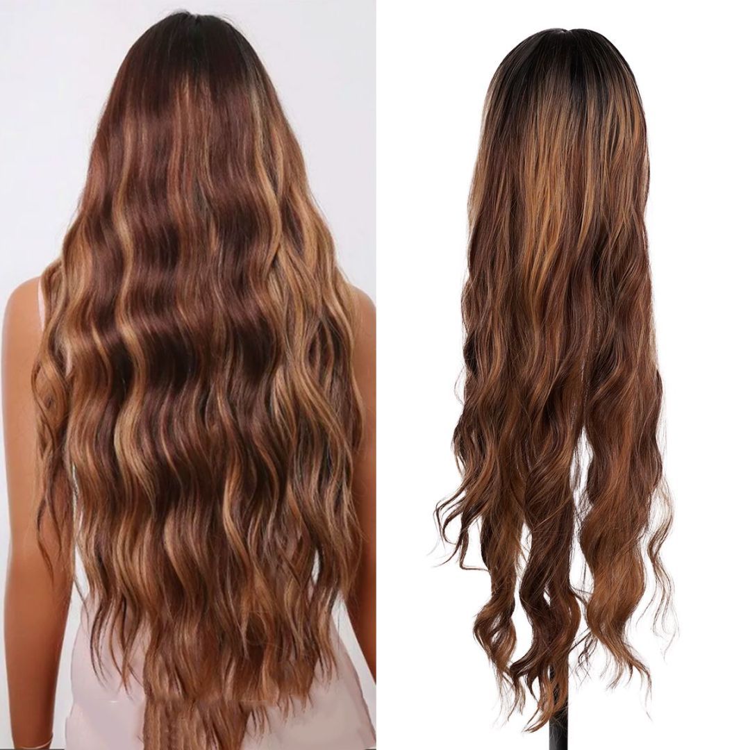 bald beautiful woman long hair hair loss confidence - black Blondie wig