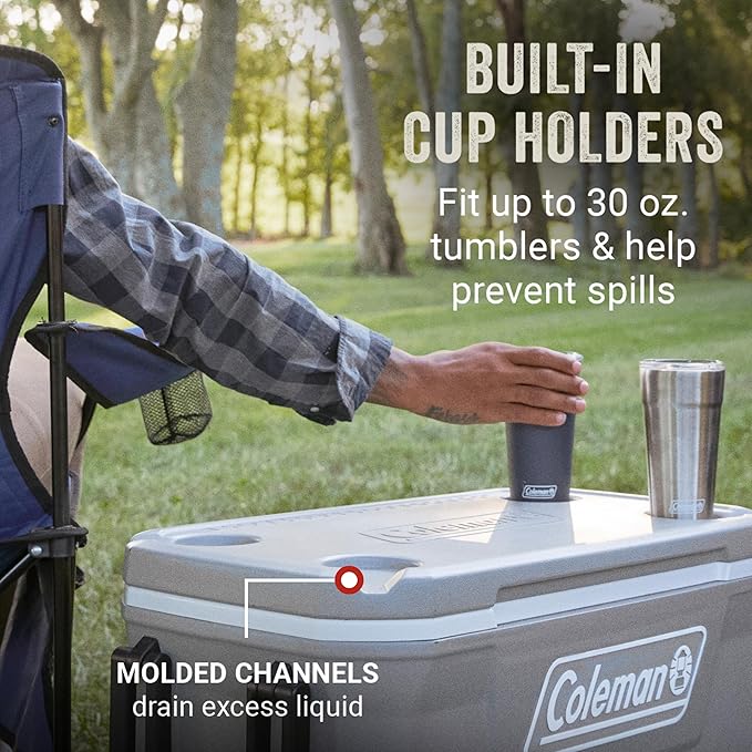 Coleman Classic Series Insulated Portable Rolling Cooler with Wheels, Leak-Resistant Outdoor Hard Cooler Keeps Ice up to 5 Days, 62-Quart
