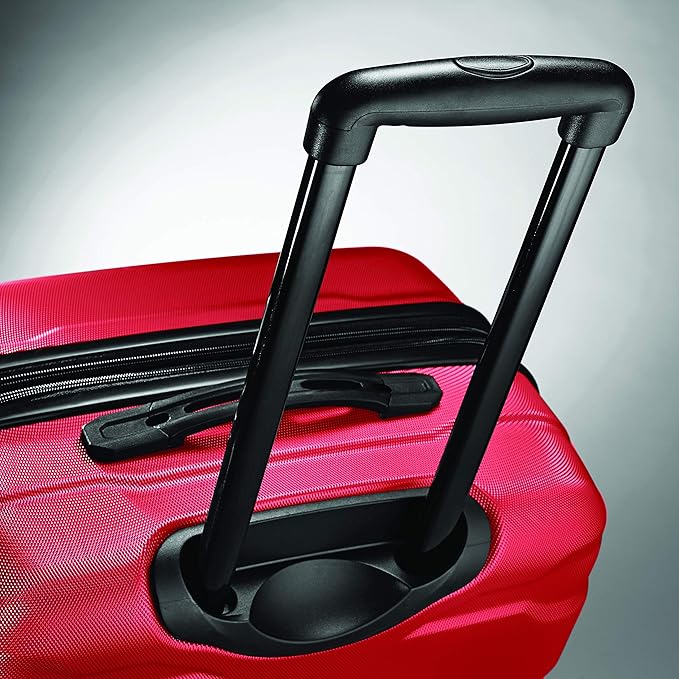 Samsonite Omni PC Hardside Expandable Luggage with Spinner Wheels, Checked-Large 28-Inch, Red