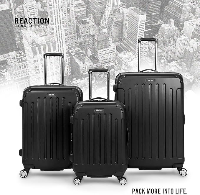 Kenneth Cole REACTION Renegade Luggage Expandable 8-Wheel Spinner Lightweight Hardside Suitcase, Black, 28-Inch Checked