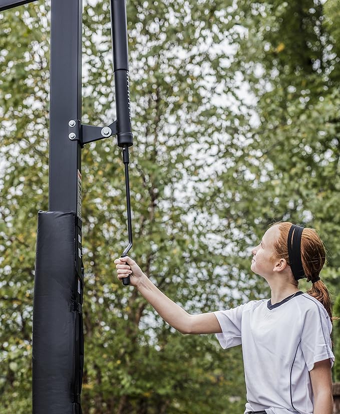 Silverback Height Adjustable In-Ground Basketball Hoop with Tempered Glass Backboard, Pro-Style Breakaway Rim & Backboard Pad