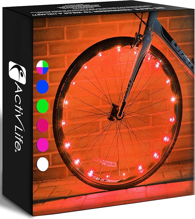 Activ Life LED Bike Wheel Lights with Batteries Included! Get 100% Brighter and Visible from All Angles for Ultimate Safety & Style (1 Tire Pack)