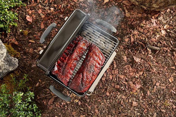 Weber Go‑Anywhere Charcoal Grill – Compact Portable BBQ Grill for Camping, Tailgating & Outdoor Cooking with 2‑Piece Cooking Grate & Precise Airflow Dampers