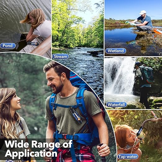Straw Water Filter, Portable Water Filtration System Water Purifier, Personal Outdoor Emergency Survival Gear for Hiking Travel Camping Accessories Emergency Preparedness Outdoor Activities