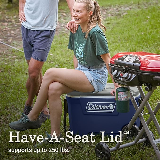 Coleman Classic Series Insulated Portable Rolling Cooler with Wheels, Leak-Resistant Outdoor Hard Cooler Keeps Ice up to 5 Days, 62-Quart