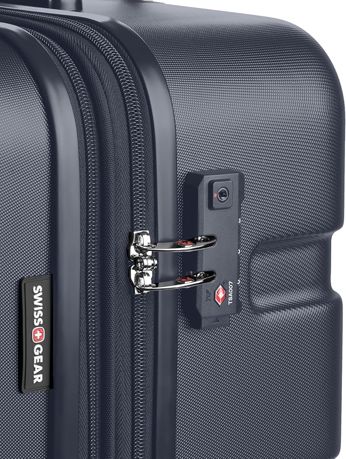 SwissGear 7366 シグネチャー ハードサイド 拡張可能ラゲッジ スピナーホイール、TSAロック、カップホルダー付き、ネイビー、2点セット (19/27)