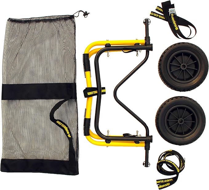 Suspenz Kayak Canoe Trailer Cart, Heavy Duty Kayak Transport Dolly with Airless Wheels, Yellow, 22-6699