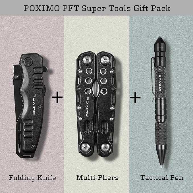 Multitool Gift Set for Men Dad Him, 3-in-1 EDC Survival Kit with 14 in1 Multi-Pliers, Pocket Knife & Tactical Pen | Premium Military-Grade Multi Tools for Camping, Car, Father’s Day, Dad Gifts