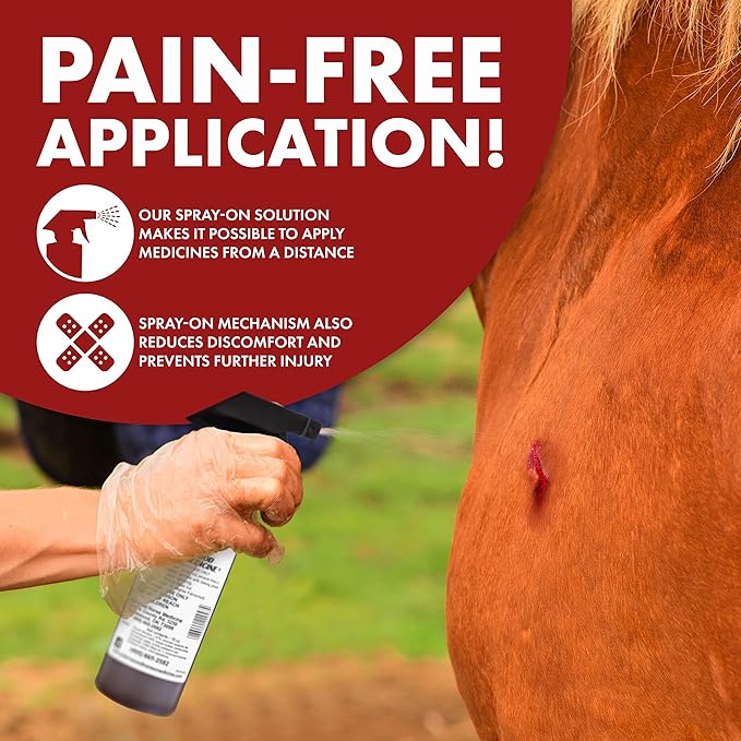 Topical Wound Spray Refill Bottle w/Spray Trigger 16oz – Equine First Aid Kit for Horses – Wound Care for Dogs – Horse Care Supplies for Animals, Scrapes, Cuts & Dog Wound Care – Horse First Aid Kit
