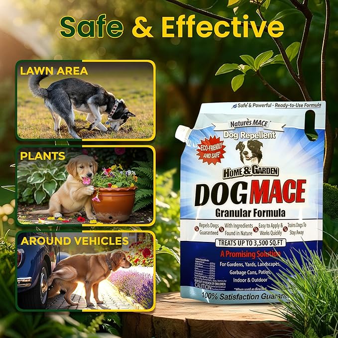 Nature’s MACE Dog Mace Granular Dog Repellent, 6 Pounds – Outdoor Dog Deterrent for Lawn, Yard, Garden, and Plants, Helps Keep Dogs Away from Bushes and Flower Beds, Covers up to 3,500 Sq. Ft.