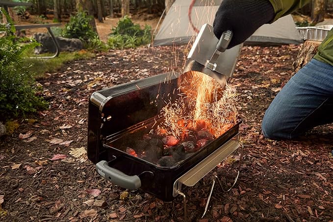 Weber Go‑Anywhere Charcoal Grill – Compact Portable BBQ Grill for Camping, Tailgating & Outdoor Cooking with 2‑Piece Cooking Grate & Precise Airflow Dampers