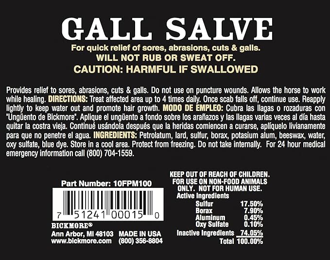 Bickmore Gall Salve Wound Cream For Horses 5oz - For Quick Equine Relief of Sores, Abrasions, Cuts and Galls