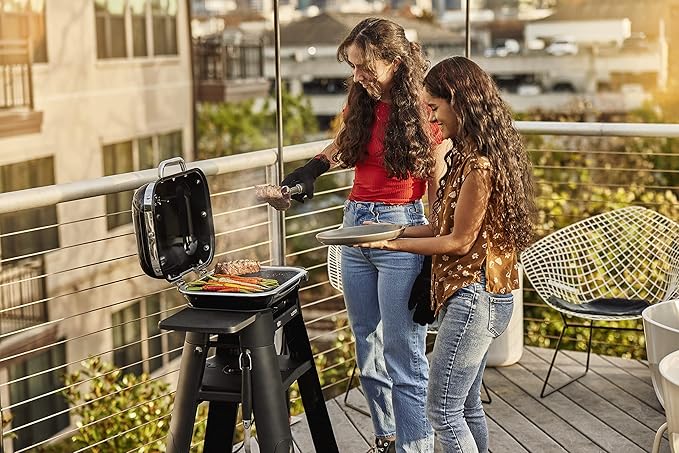 Weber Lumin Compact Outdoor Electric Barbecue Grill, Blue - Great Small Spaces such as Patios, Balconies, and Decks, Portable and Convenient