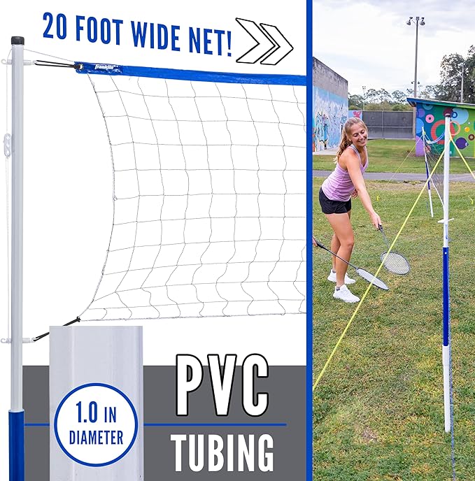 Franklin Sports Volleyball + Badminton Sets - Beach + Backyard Game Set - Volleyball, Pump, Badminton Rackets, Birdies, Net + Poles Included