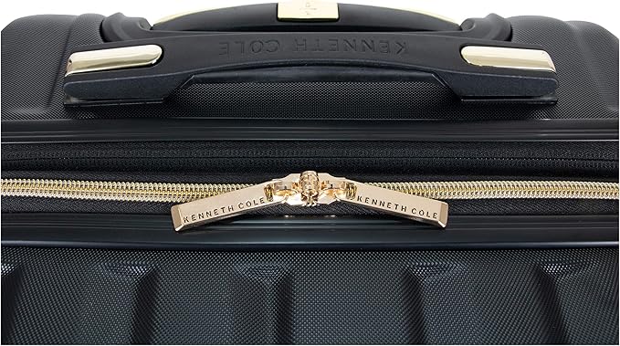 Kenneth Cole REACTION マディソン スクエア 軽量 ハードサイド シェブロン 拡張可能 スピナー ラゲージ、ブラック、2点セット（20インチ機内持ち込み用 + バックパック）