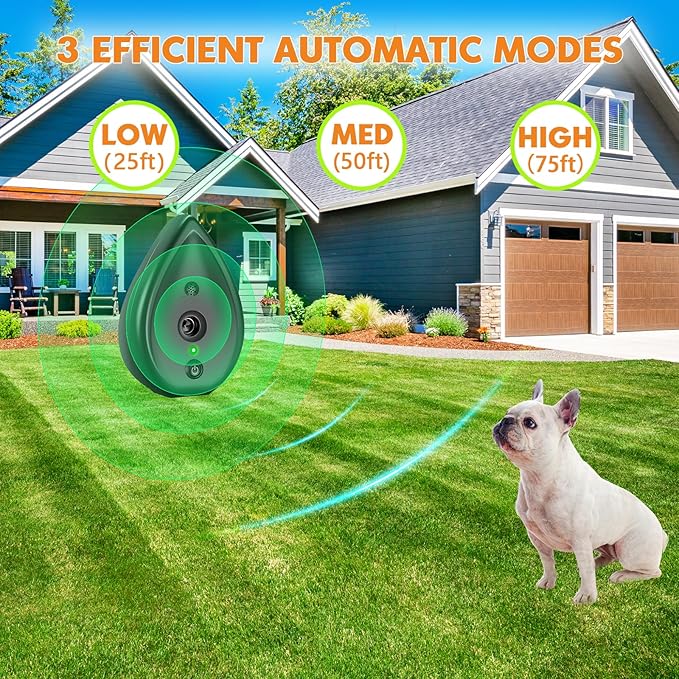 Anti Barking Device for Dogs, Rechargeable Bark Box Ultrasonic Barking Deterrent with 3 Level Modes/Irregular Ultrasound Frequency/Automatically Electronic Dog Whistle Stop Neighbors Dog from Barking
