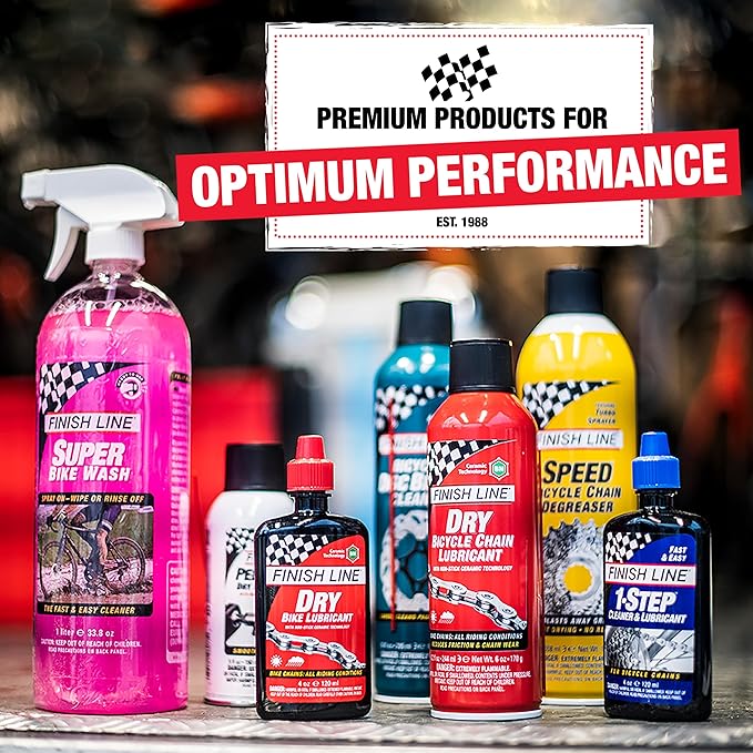 Finish Line Dry Bike Chain Lube – Ceramic Dry-Film Lubricant – Dirt & Dust Resistant