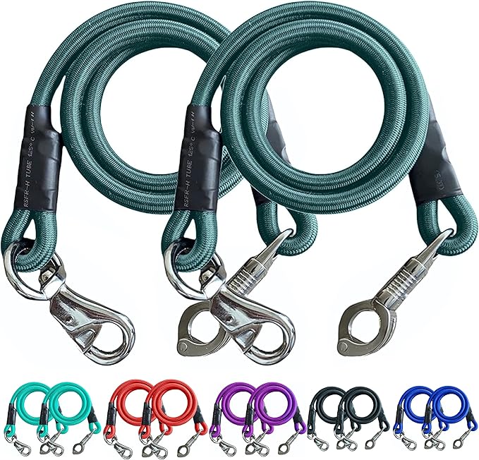 Majestic Ally Pack of 2, Bungee Trailer Tie for Horse Haulage with Panic Snap and Bull Snap - 36 Inch (Hunter Green)